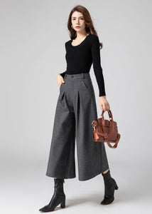 Palazzo Wool Pants Women, Wide Leg Pants C3587