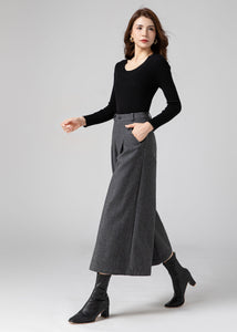 Palazzo Wool Pants Women, Wide Leg Pants C3587