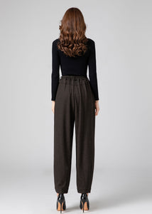 Wool Harem Pants, Long Wool Pants Women C3588