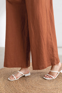 Women's Brick Red Linen Pants C3317