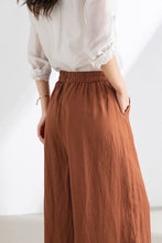 Load image into Gallery viewer, Women&#39;s Brick Red Linen Pants C3317
