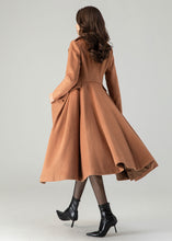 Load image into Gallery viewer, Brown double breasted winter wool coat for women C3619
