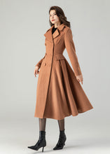 Load image into Gallery viewer, Brown double breasted winter wool coat for women C3619
