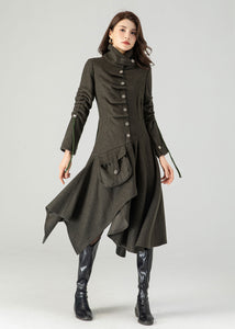 Asymmetrical Winter Wool Coat for Women C3621