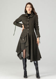 Asymmetrical Winter Wool Coat for Women C3621