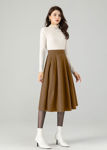 Midi Brown Wool Skirt C4519