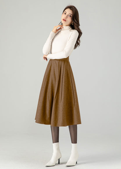 Midi Brown Wool Skirt C4519