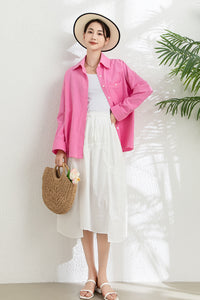 Spring Summer Pink Cotton Shirt C3298