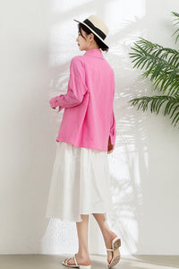 Spring Summer Pink Cotton Shirt C3298