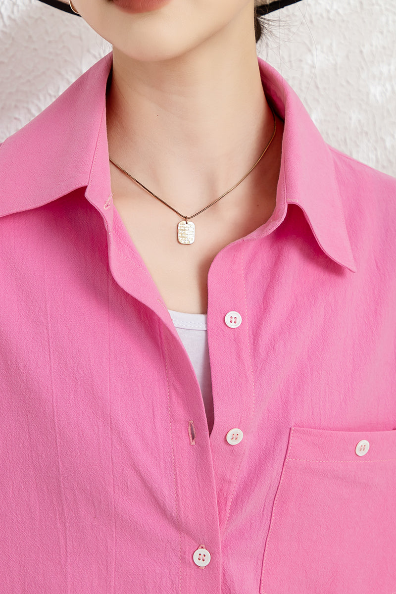 Spring Summer Pink Cotton Shirt C3298