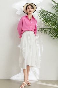 Spring Summer Pink Cotton Shirt C3298