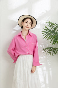 Spring Summer Pink Cotton Shirt C3298