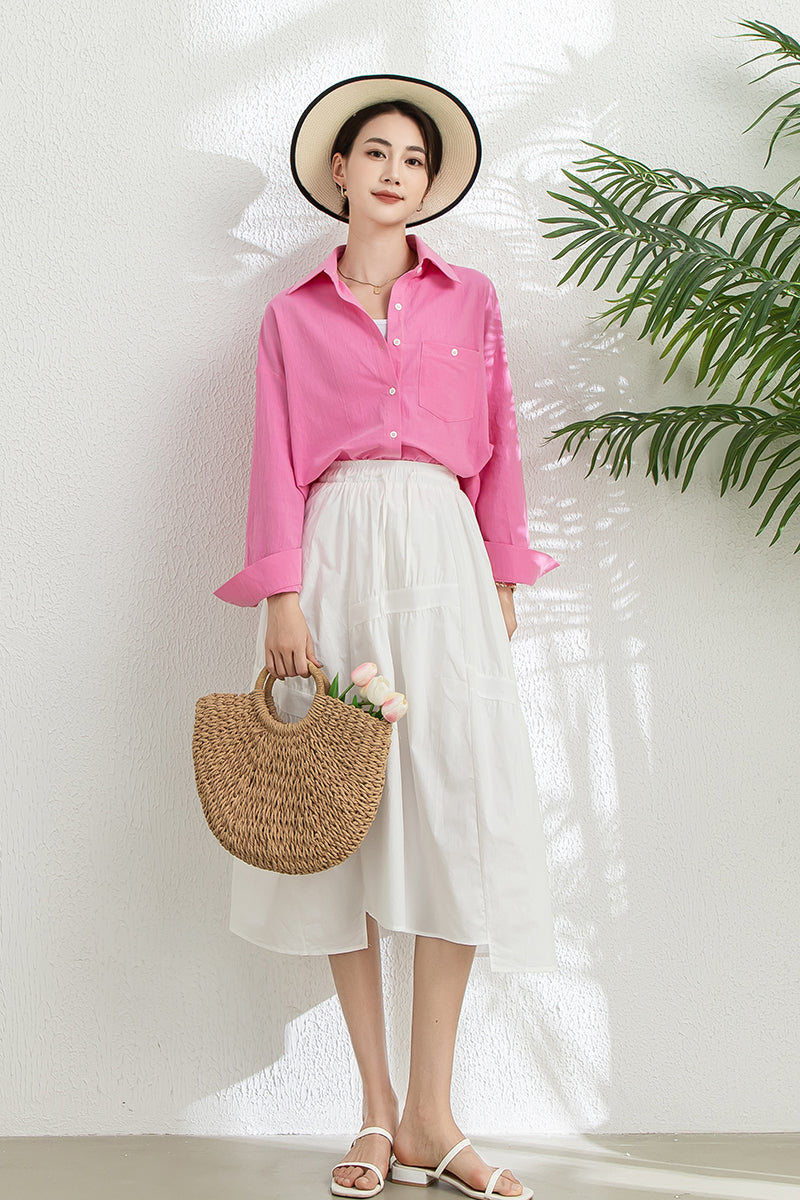 Spring Summer Pink Cotton Shirt C3298