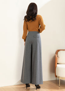 Wide Leg Wool Pants Women C4309