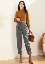 Load image into Gallery viewer, Gray Wool Pants Women, Wool Tapered Pants C3596

