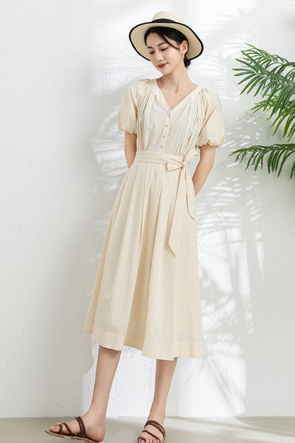 Women's V neck Midi Dress C3301