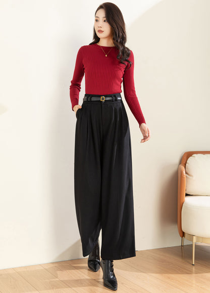 Wool Wide Leg Pants, Palazzo Pants Women C3597