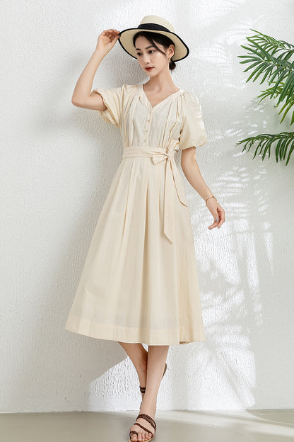 Women's V neck Midi Dress C3301