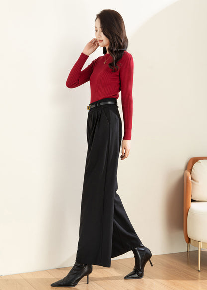 Wool Wide Leg Pants, Palazzo Pants Women C3597