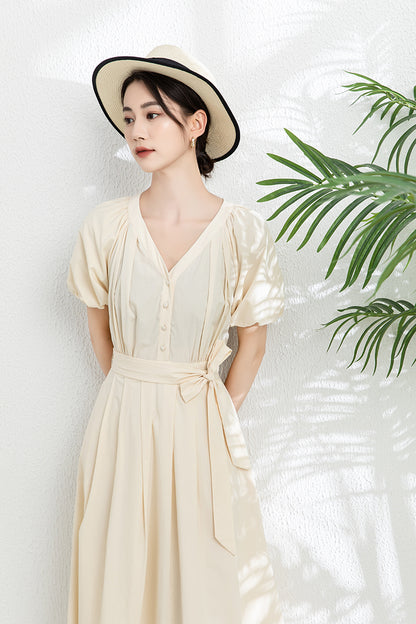 Women's V neck Midi Dress C3301