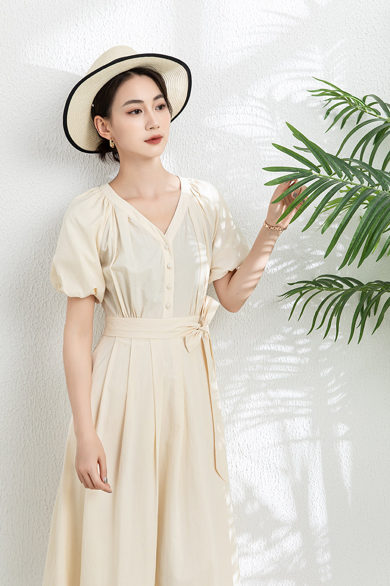 Women's V neck Midi Dress C3301