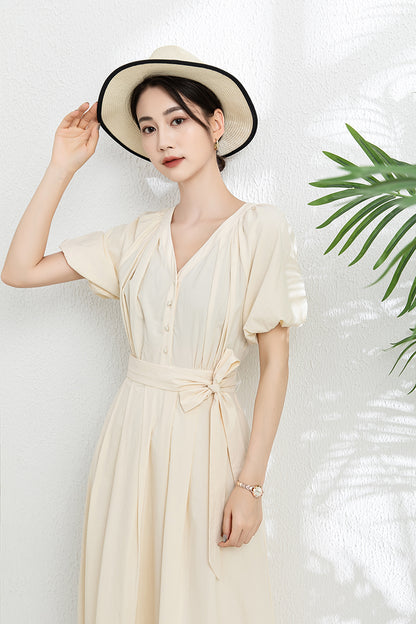 Women's V neck Midi Dress C3301