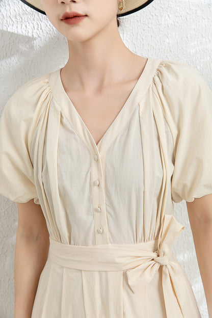 Women's V neck Midi Dress C3301