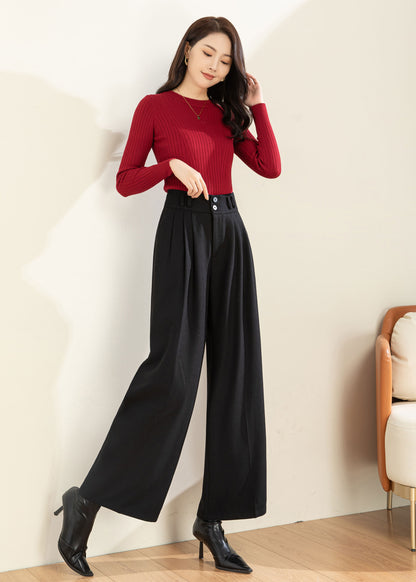 Wool Wide Leg Pants, Palazzo Pants Women C3597