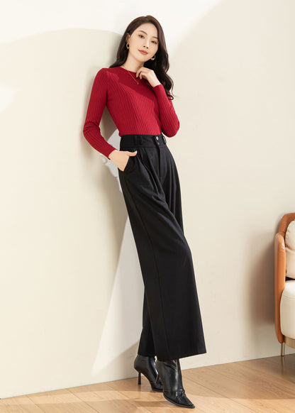 Wool Wide Leg Pants, Palazzo Pants Women C3597