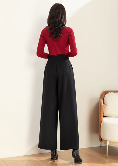 Wool Wide Leg Pants, Palazzo Pants Women C3597