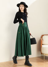 Load image into Gallery viewer, Green Wool Skirt, Wool Skirt Women C3600
