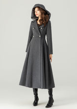 Load image into Gallery viewer, Long Wool Coat, Hooded Wool Coat, Winter Wool Coat C3704
