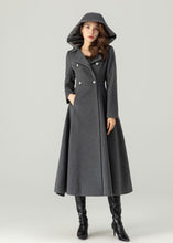 Load image into Gallery viewer, Long Wool Coat, Hooded Wool Coat, Winter Wool Coat C3704
