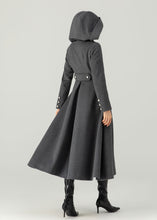 Load image into Gallery viewer, Long Wool Coat, Hooded Wool Coat, Winter Wool Coat C3704
