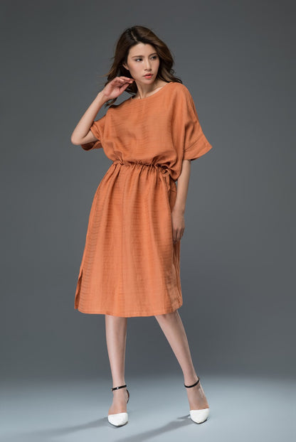 Orange drawstring waist robe dress c922