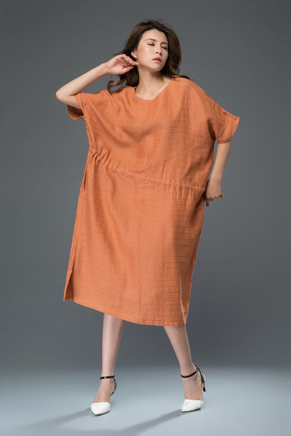 Orange drawstring waist robe dress c922