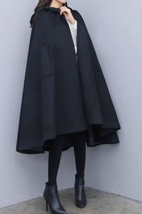 Halloween black winter wool cape C3649