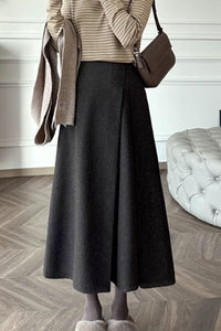 Long winter wool skirt women C3526
