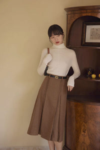 A line plaid wool skirt women, vintage wool skirt C3427