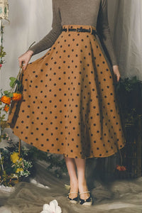 Polka dot winter corduroy womens skirt C3535