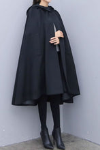 Load image into Gallery viewer, Halloween black winter wool cape C3649
