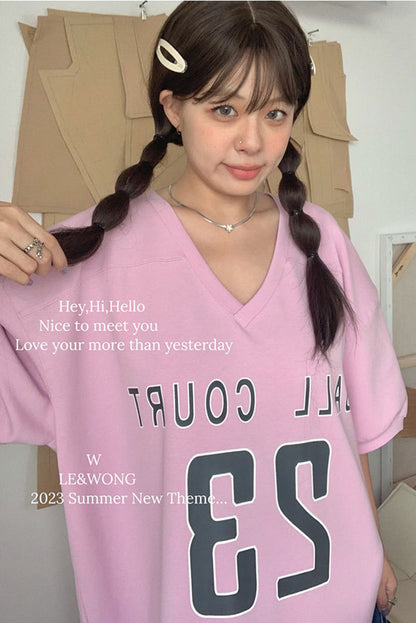 V-neck loose fitting casual T-shirt dress C3404
