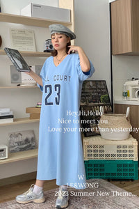 V-neck loose fitting casual T-shirt dress C3404