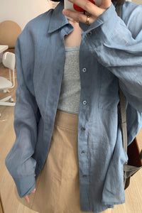 Lazy style loose fitting long sleeved shirt C3413