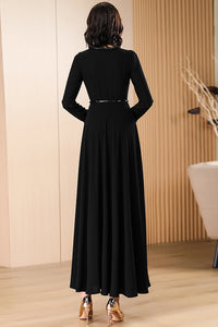 Women's long sleeve black dress C3628