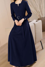 Load image into Gallery viewer, Women&#39;s Autumn Navy Blue long dress C3642
