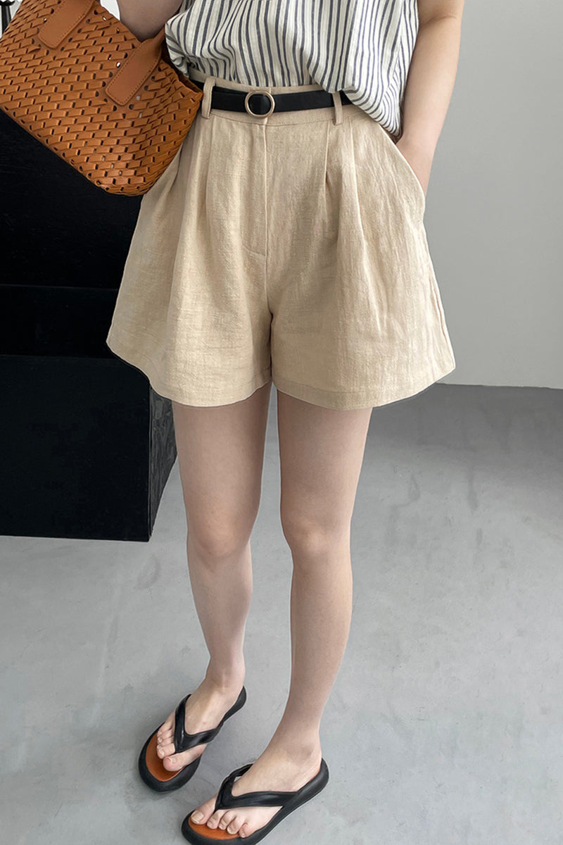 Summer cotton and linen wide leg shorts C3398