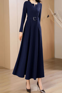Women's Autumn Navy Blue long dress C3642