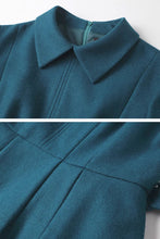 Load image into Gallery viewer, winter wool dress with lapel collar and belted waist C3422
