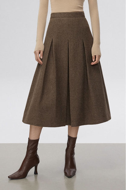 Pleated winter wool skirt for women C3521